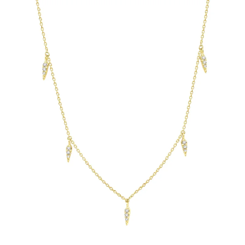 Simple necklaces and pendants with tiny charms for a delicate and casual vibe-Diamond Station Necklace in 14kt Yellow Gold (1/10ct tw)