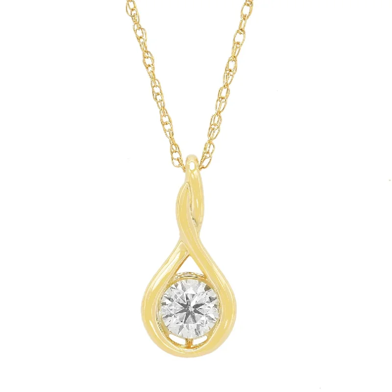 Beautiful necklaces and pendants with gemstone teardrops for an elegant effect-Diamond Solitaire Twist Necklace in 14kt Yellow Gold (1/2ct)