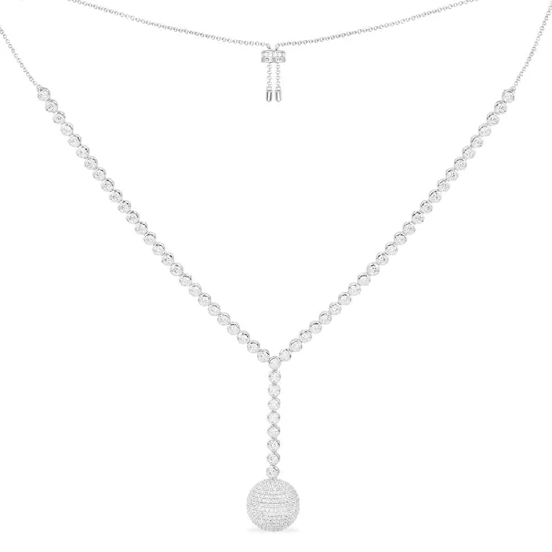 Unique necklaces and pendants with vintage-inspired designs for timeless appeal-Disco Ball Y-Drop Adjustable Necklace - silver