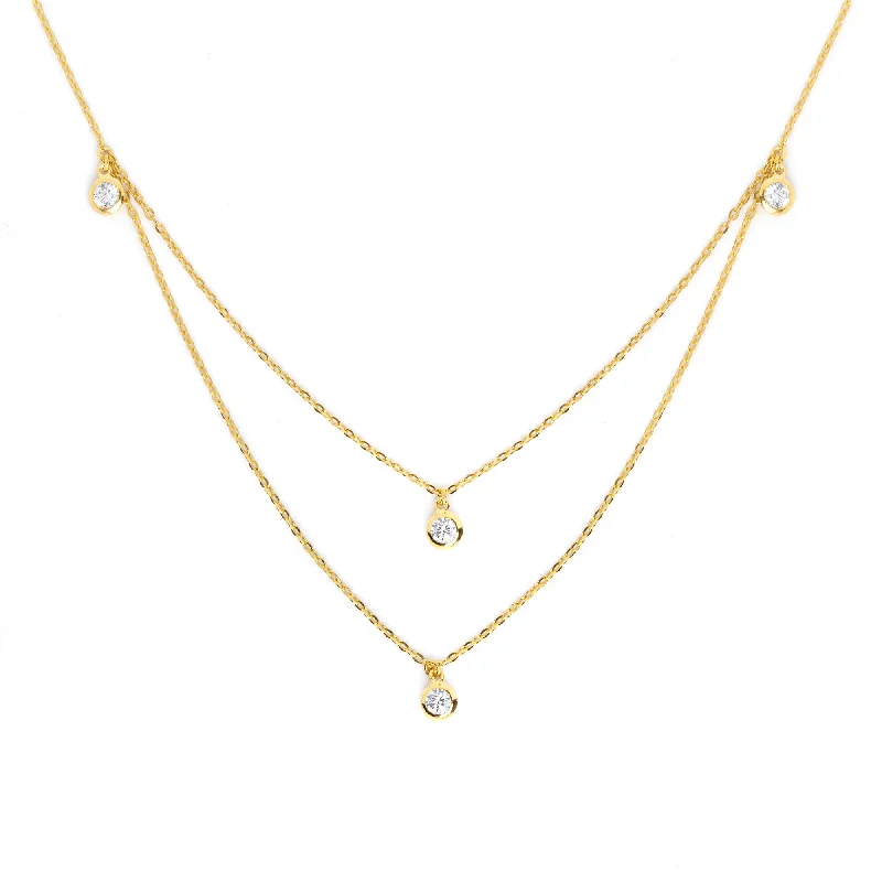 Beautiful necklaces and pendants with layered chains for a fashionable, chic look-Double 4 Spark Gold Necklace