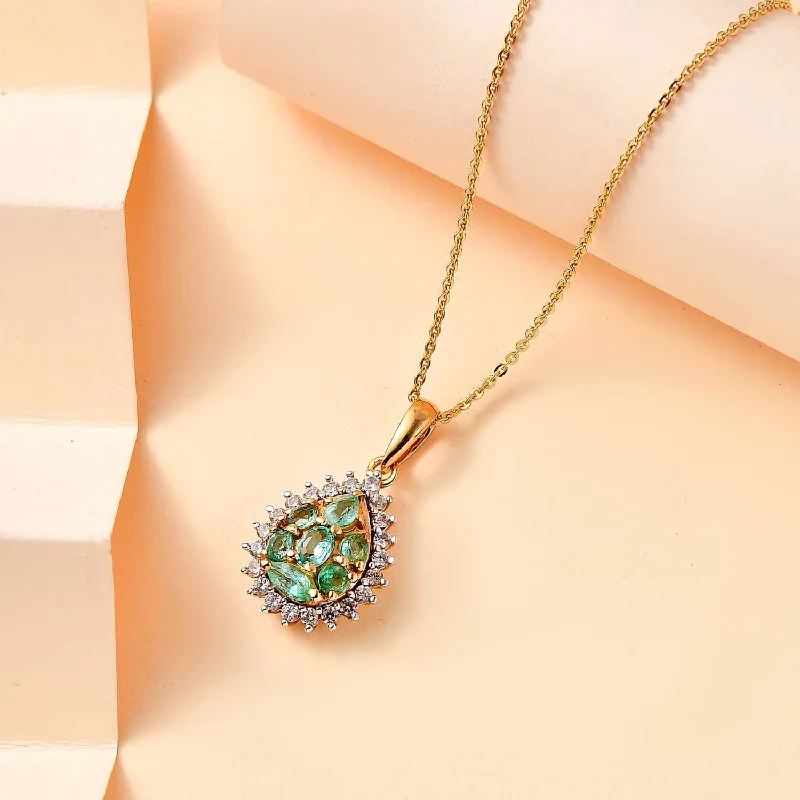 Trendy necklaces and pendants with geometric shapes for a modern aesthetic-Emerald and White Zircon Necklace