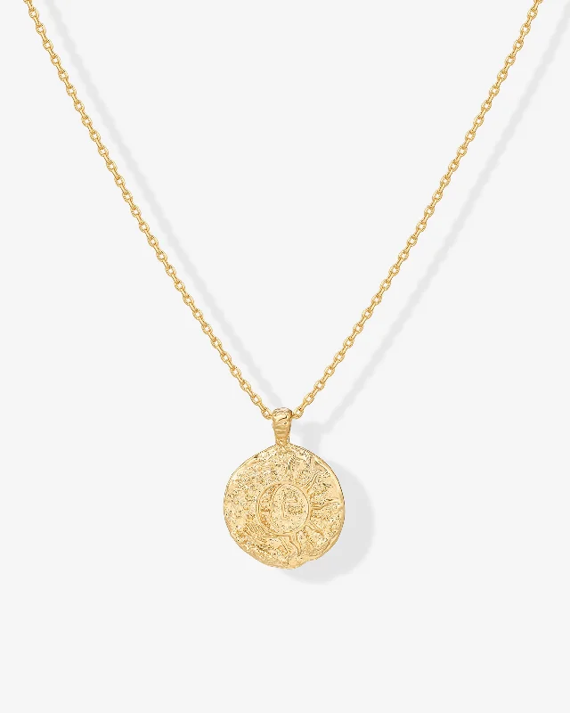 Best necklaces and pendants with butterfly pendants for a delicate, light style-Sun-Moon Engraved Coin Pendant