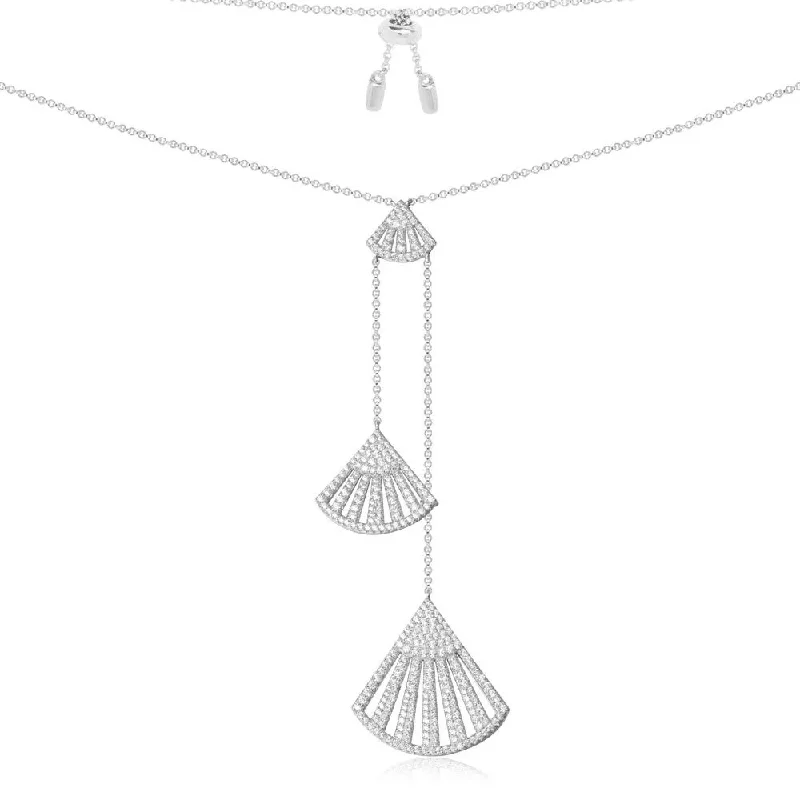 Necklaces and pendants with geometric pendants for a clean, contemporary design-Flamenco Adjustable Necklace - White Silver