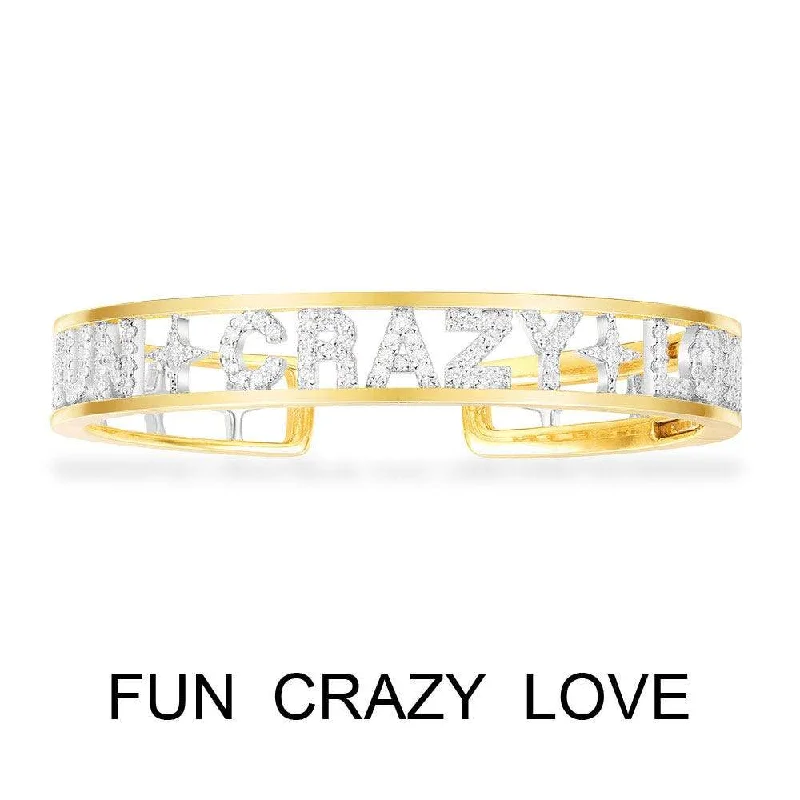 Best necklaces and pendants with statement designs for a fashionable accessory-FUN CRAZY LOVE Open Cuff - Yellow Silver