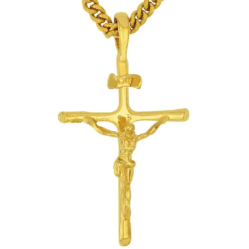 Necklaces and pendants with love knot designs for a romantic, meaningful symbol-Classic Jesus Crucifix (with or without Pendant Chain)