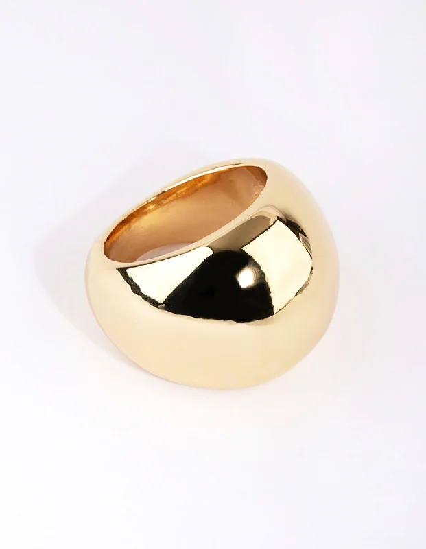 Rings with star sapphire for unique glow -Gold Plated Statement Ring