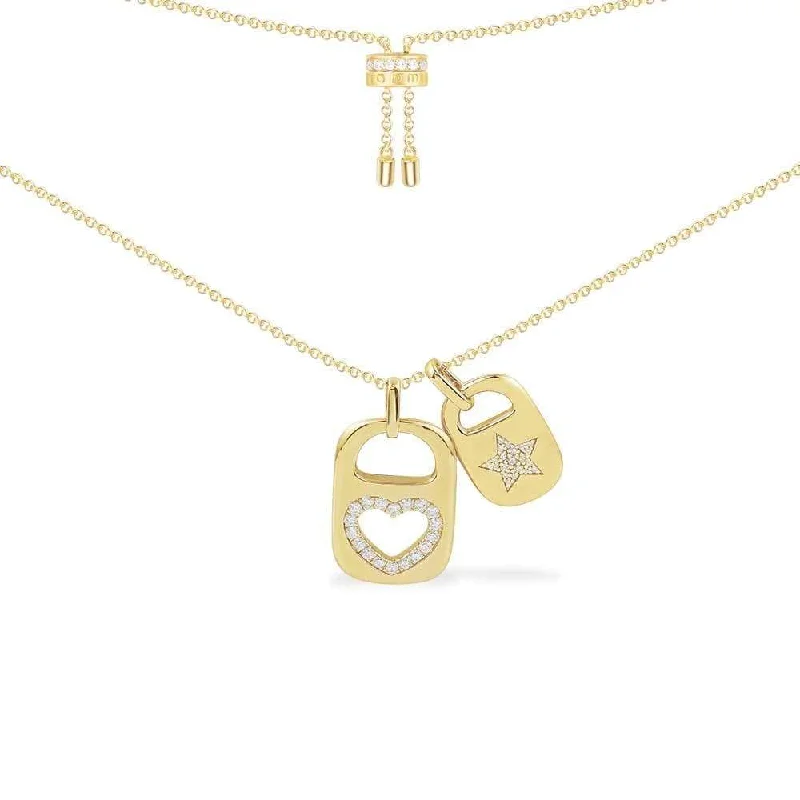 Necklaces and pendants with infinity love symbols for an eternal, romantic gesture-Heart & Twinkle Can Tab Adjustable Necklace - Yellow Silver