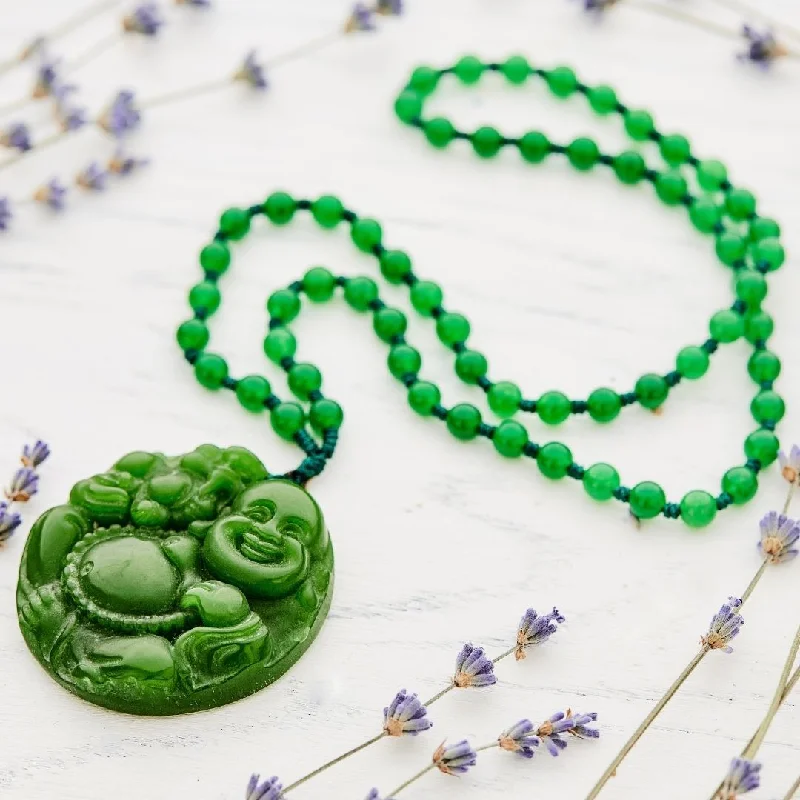 Necklaces and pendants with leaf-shaped designs for an earthy, organic feel-Jade Crystal Buddha Necklace