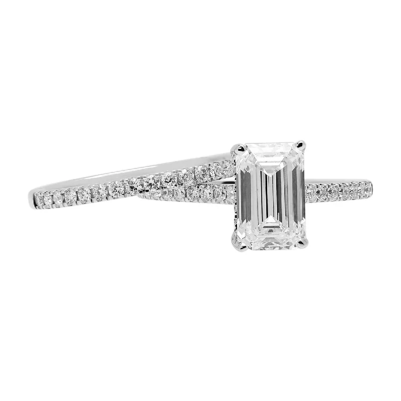 Personalized necklaces and pendants with name engravings for a custom touch-Lab Grown Emerald Cut Diamond Bridal Set in 14kt White Gold (2 1/2ct tw)