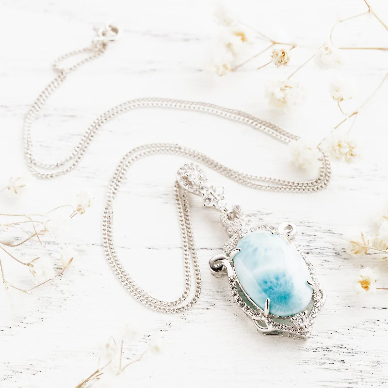 Elegant necklaces and pendants with onyx stones for a sleek, polished look-Larimar Mythos Necklace