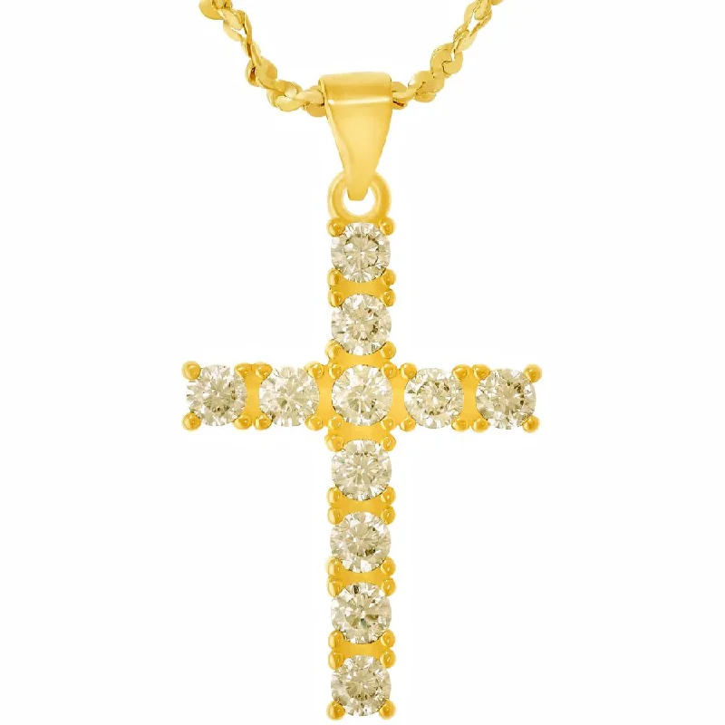 Elegant necklaces and pendants with gold chains for a chic, timeless appearance-Cross Pendant Necklace with Cubic Zirconia