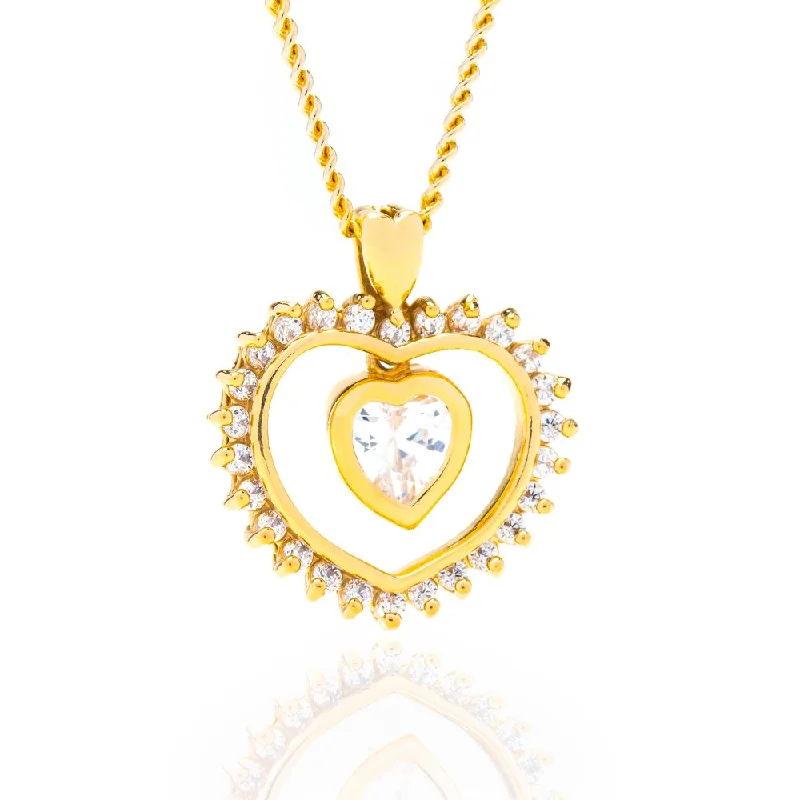 Necklaces and pendants with pearls for a classic and sophisticated touch-Dangling Cubic Zirconia Heart Necklace