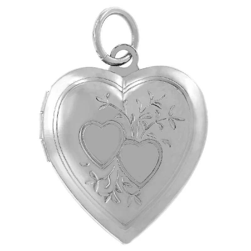 Beautiful necklaces and pendants with layered chains for a fashionable, chic look-Two Hearts Locket, Rhodium