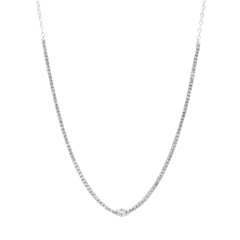 Best necklaces and pendants with opal and gold for a vibrant, luxurious contrast-Marquise Diamond Choker Necklace in 14kt White Gold (2 1/7ct tw)