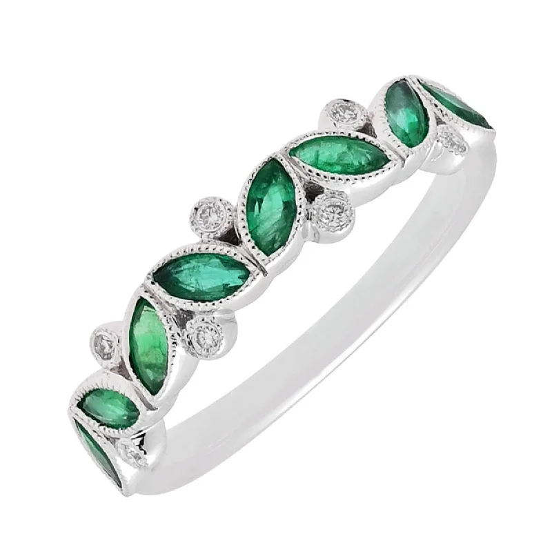 Best necklaces and pendants with minimalist pendants for a sleek, understated look-Marquise Emerald Band in 14kt White Gold with Diamonds (.04ct tw)