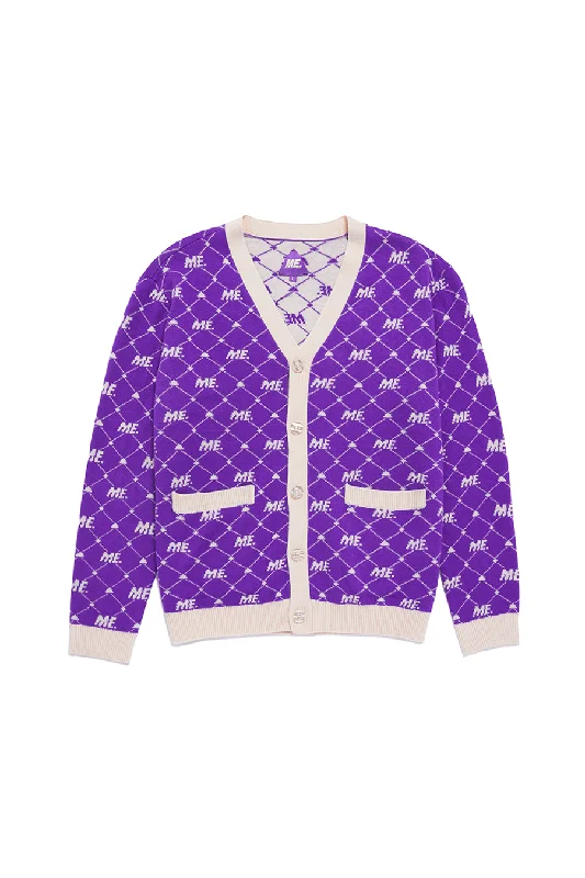 Trendy necklaces and pendants with statement pieces for a bold fashion statement-ME. Monogram Cardigan- Magic Purple