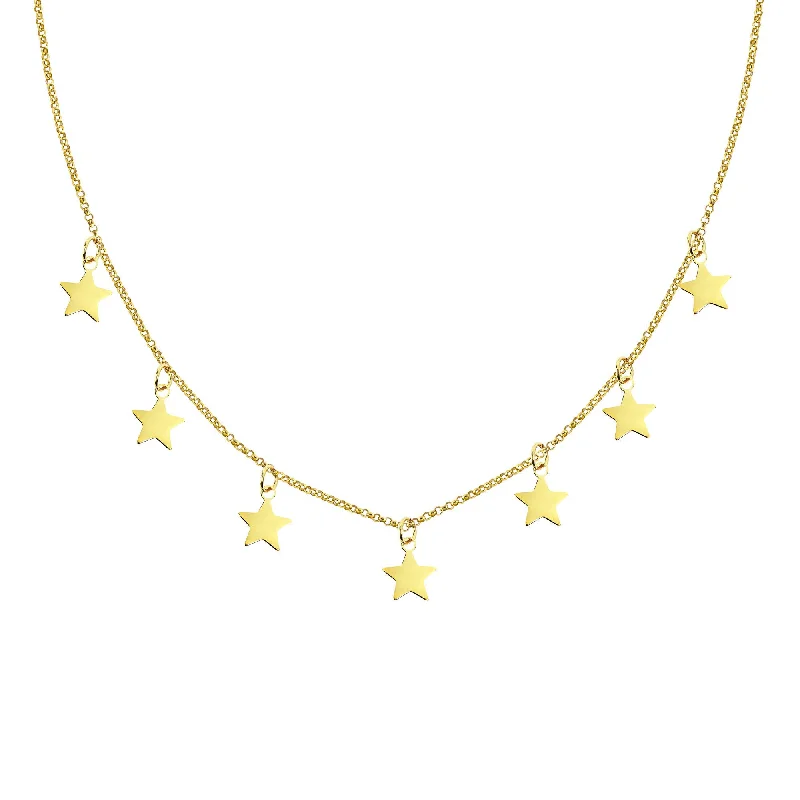 Best necklaces and pendants for weddings with matching designs for bride and groom-Mini Stars Gold Necklace