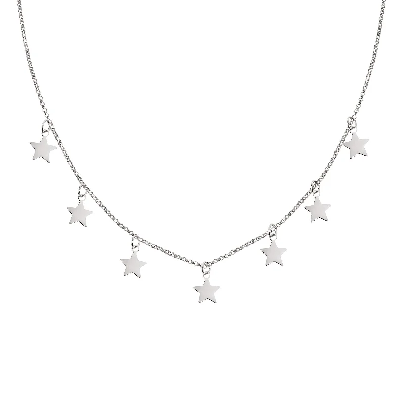 Unique necklaces and pendants with gemstones for a colorful and vibrant statement-Mini Stars Silver Necklace