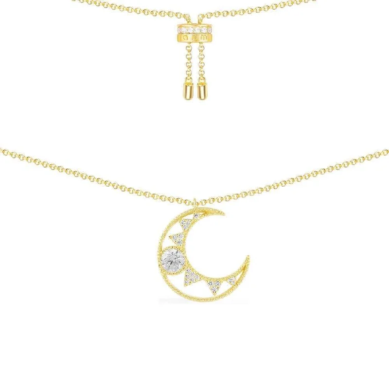 Best necklaces and pendants with silver chains for a sleek, timeless look-Moon Adjustable Necklace - Yellow Silver