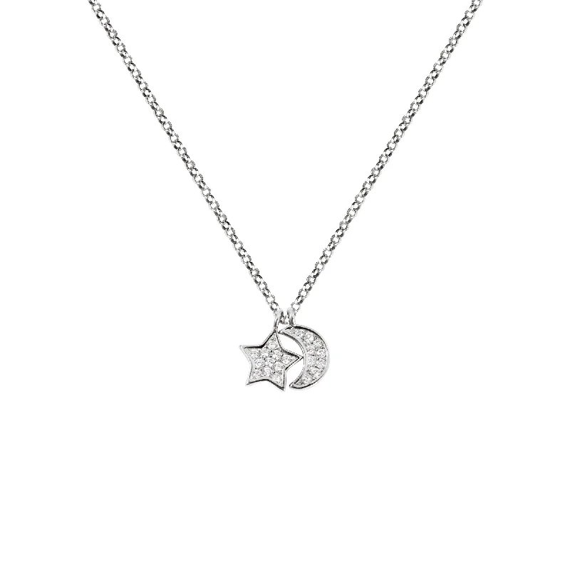 Necklaces and pendants with leaf-shaped designs for an earthy, organic feel-Moon & Star Diamonds Silver Necklace