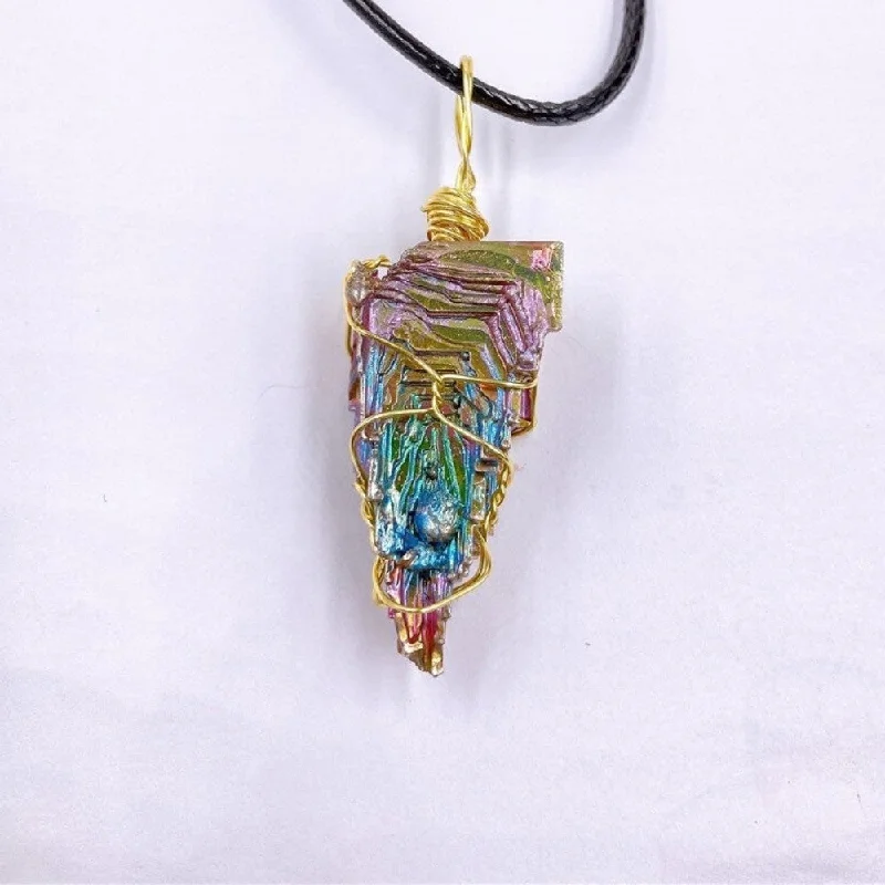 Best necklaces and pendants with oval pendants for a classic, elegant shape-Rainbow Bismuth Crystal Necklace