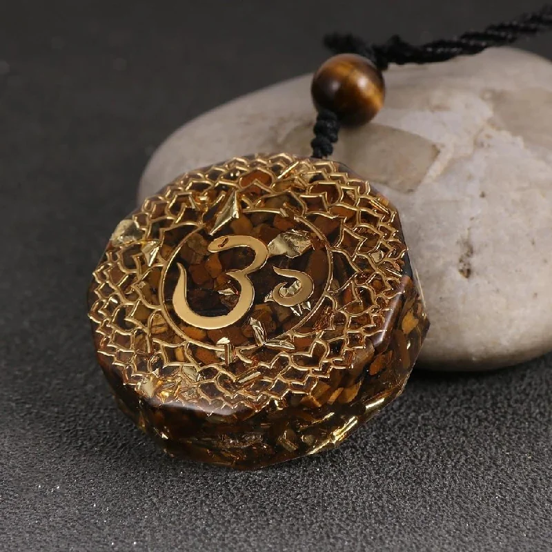 Best necklaces and pendants with intricate filigree for vintage-inspired elegance-OM Energy Tiger's Eye Crystal Necklace