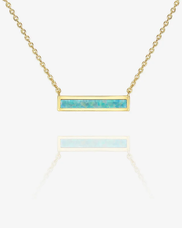 Stunning necklaces and pendants with turquoise and gold for a vibrant, earthy look-Opal Bar Necklace