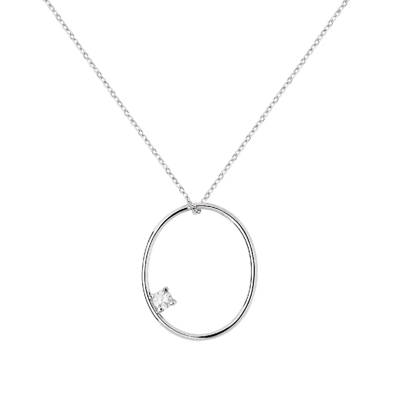 Necklaces and pendants with ocean-inspired designs for a refreshing, beachy feel-Oval Spark Silver Necklace