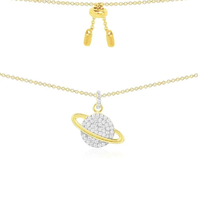 Best necklaces and pendants with butterfly pendants for a delicate, light style-Planet Adjustable Necklace - Yellow Silver