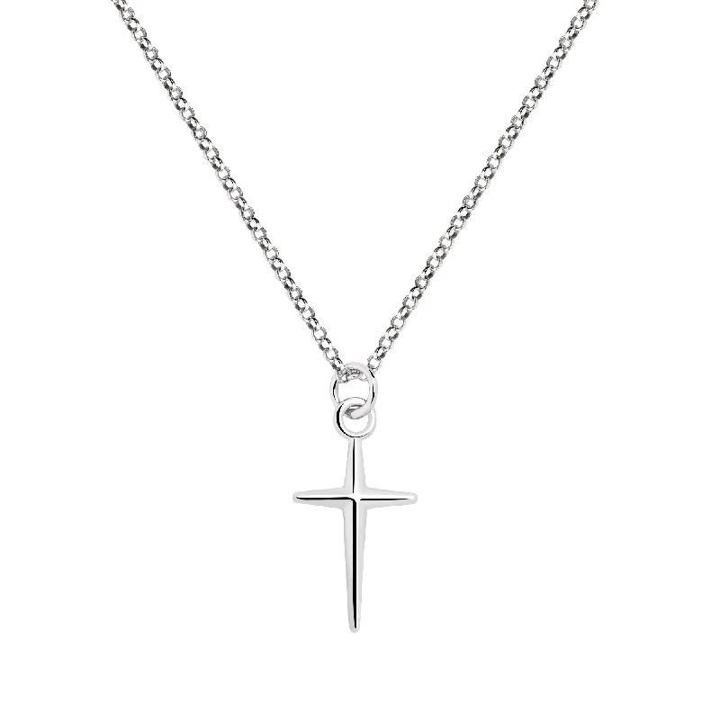 Best necklaces and pendants with glowing moonstone for an ethereal glow-Punk Cross Silver Necklace