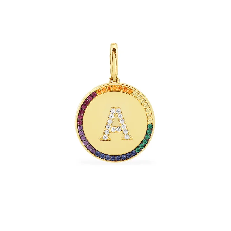 Best necklaces and pendants with butterfly wings for a delicate, graceful style-Rainbow Alphabet Medal (Clippable) -  Yellow Silver