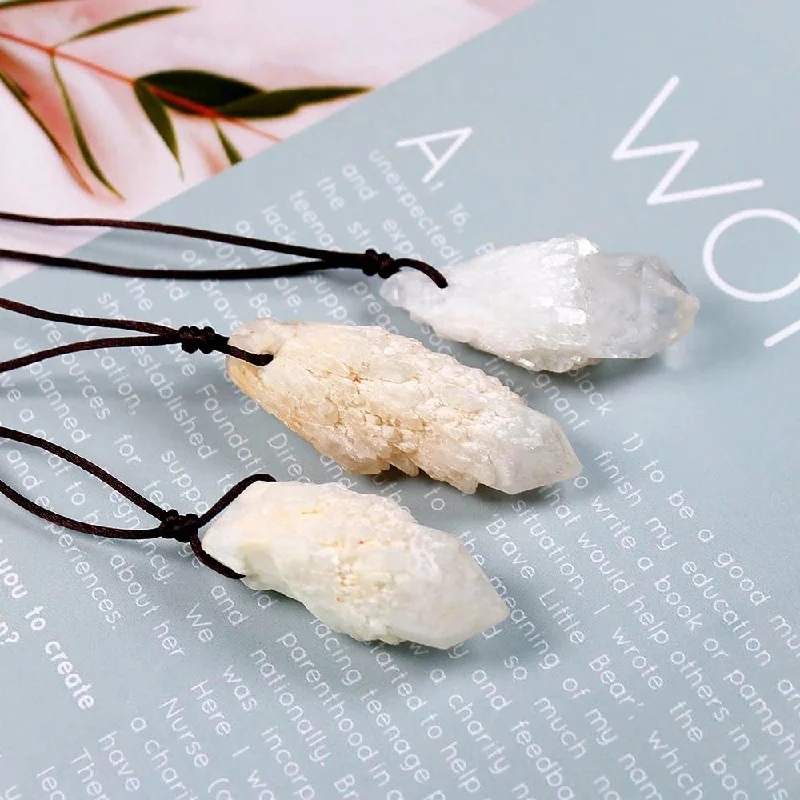 Best necklaces and pendants with heart-shaped designs for a romantic look-Raw Clear Quartz Crystal Necklace