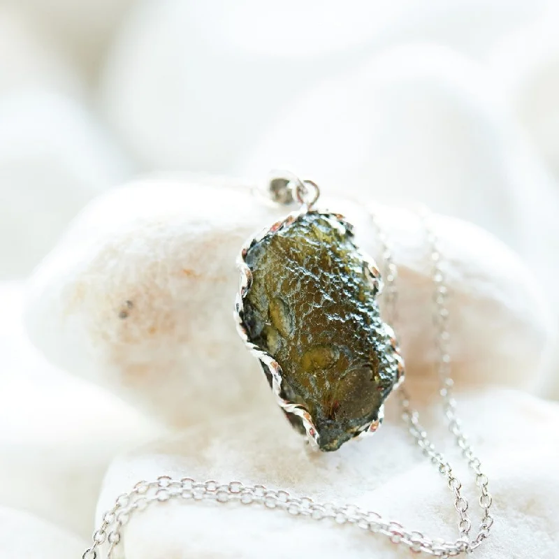 Best necklaces and pendants with vintage coin pendants for a unique accessory-Real Raw Moldavite Crystal Necklace