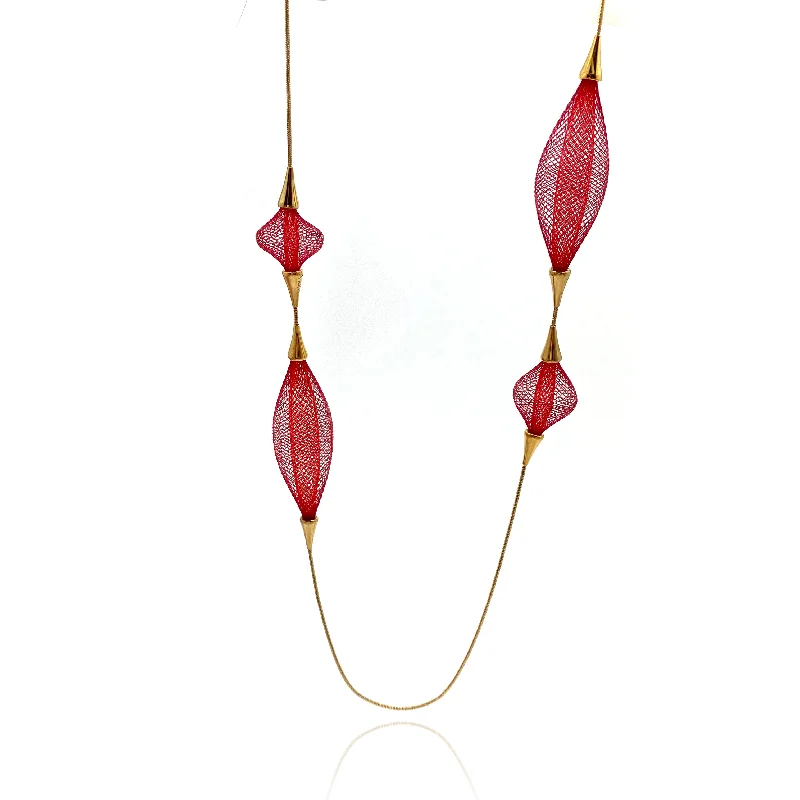 Best necklaces and pendants with silver chains for a sleek, timeless look-Red Nylon Multi-Bulb Necklace