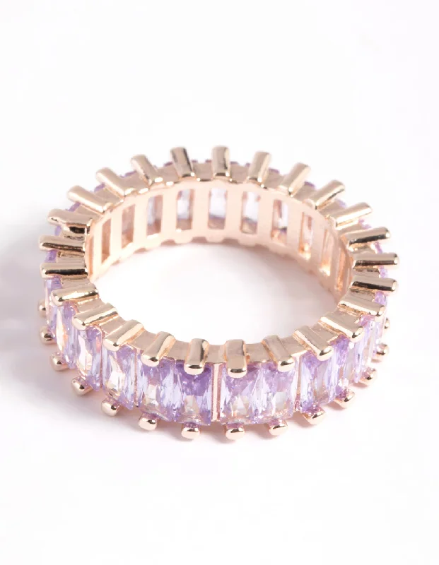 Rings with coral stones for vibrant pop -Rose Gold Lilac Cubic Zirconia Ring