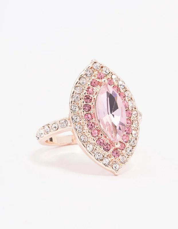 Rings with gothic rose quartz for drama -Rose Gold Opulent Marquise Ring