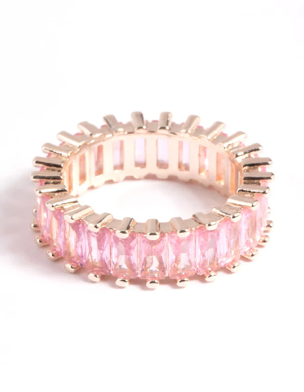 Rings with raw topaz for icy charm -Rose Gold Pink Cubic Zirconia Ring