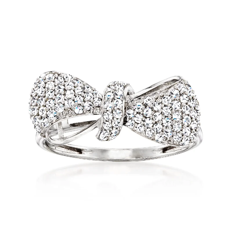 Rings with branch-inspired bands for organic -Ross-Simons Diamond Bow Ring in 14kt White Gold