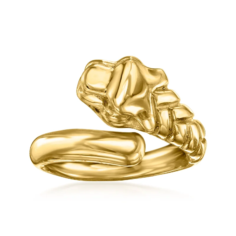 Rings with vine-wrapped bands for nature -Ross-Simons Italian 14kt Yellow Gold Panther Ring