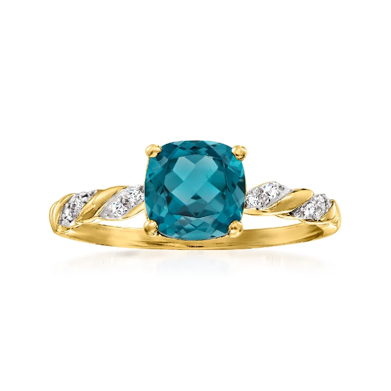 Rings with lapis lazuli for rich blue -Ross-Simons London Blue Topaz Ring in 14kt Yellow Gold