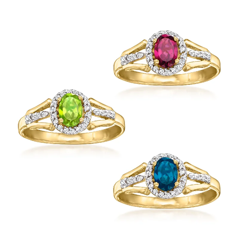 Rings with bezel-set peridot for safety -Ross-Simons Multi-Gemstone Jewelry Set: 3 Rings in 18kt Gold Over Sterling