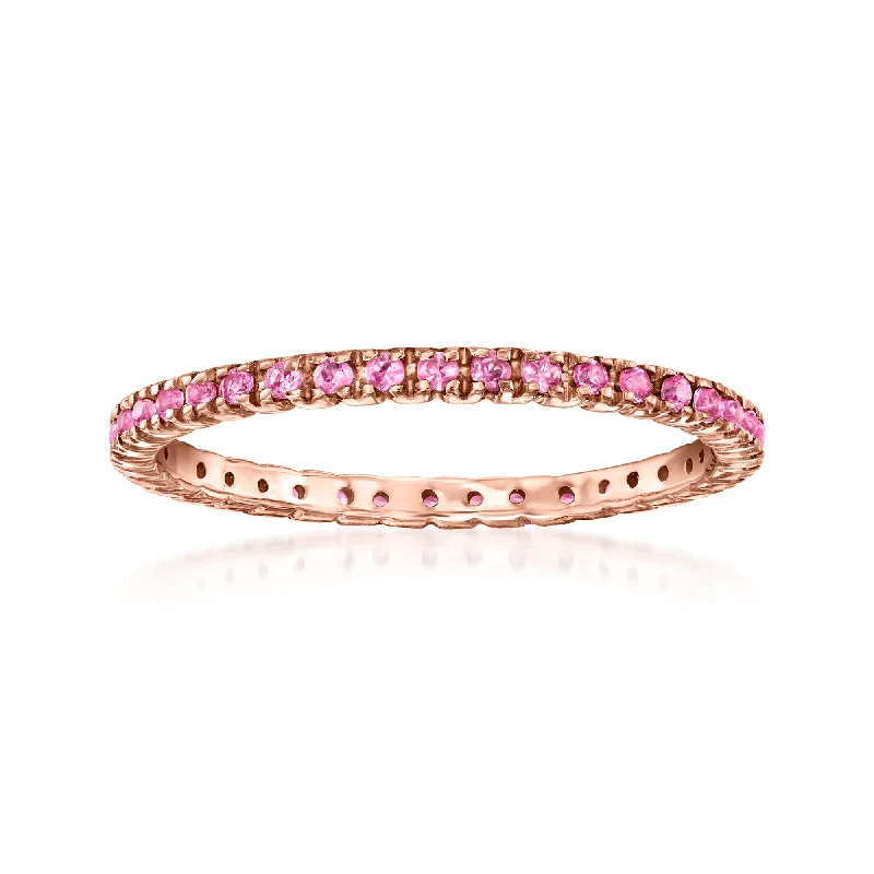 Rings with pink sapphire for delicate charm -RS Pure by Ross-Simons Pink Sapphire Eternity Band in 14kt Rose Gold