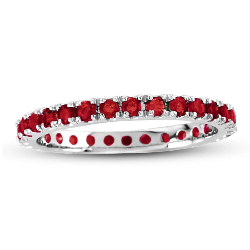 Rings with tourmaline gems for bold hues -Ruby Eternity Band in 14k Gold