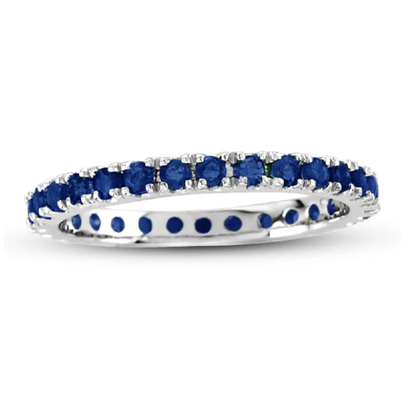 Dainty rings with subtle engraved star motifs -Sapphire Eternity Ring in 14k Gold