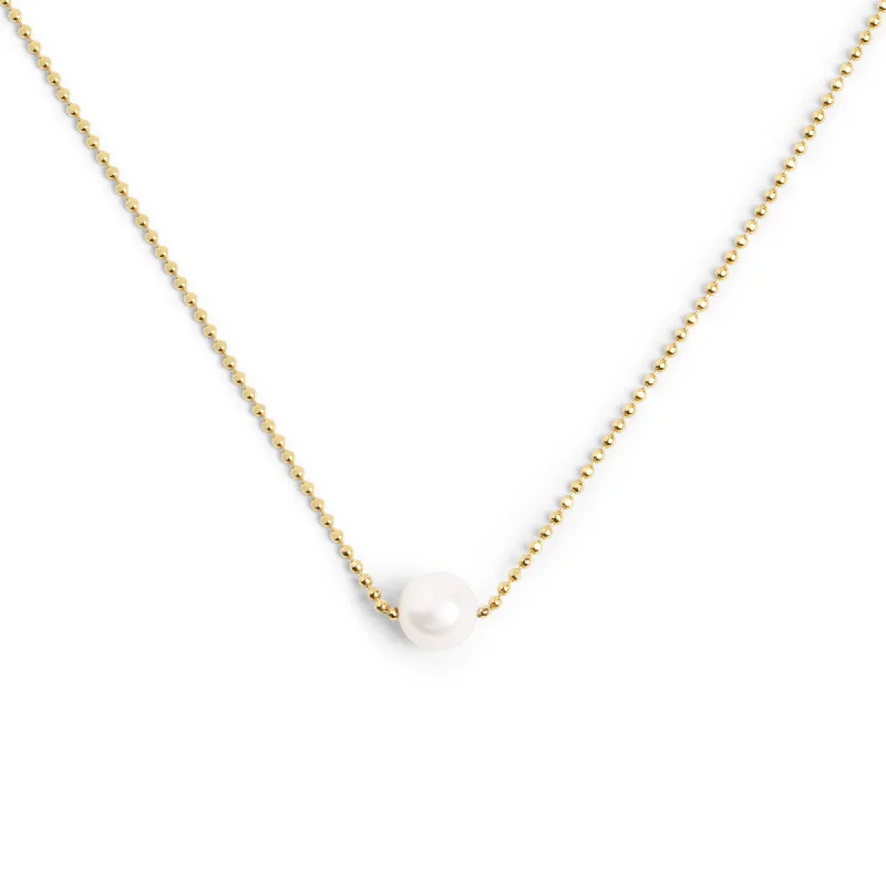 Beautiful necklaces and pendants with moon and star charms for a dreamy effect-Single Pearl Gold Necklace