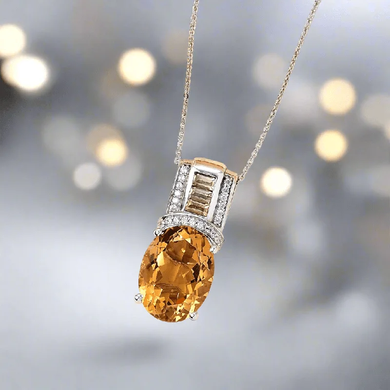 Best necklaces and pendants with infinity hearts for a romantic, eternal symbol-Brazilian Citrine and White Zircon Necklace