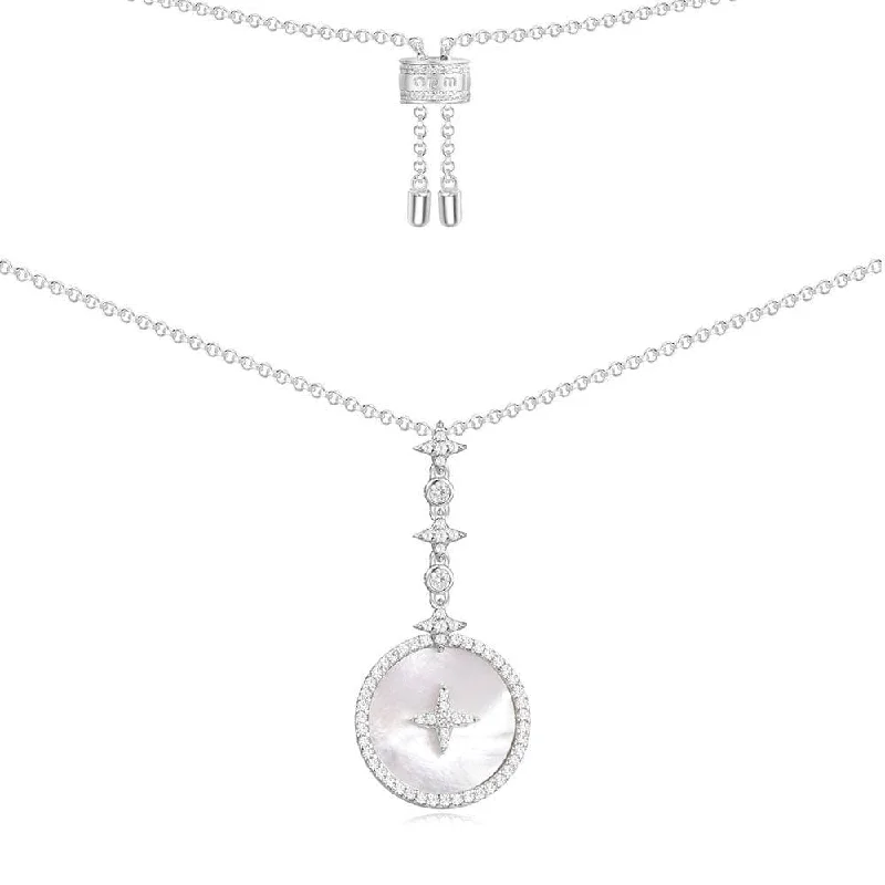 Necklaces and pendants with lock and key designs for a symbolic gesture-Star Necklace with Nacre - White Silver