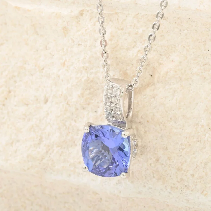 Necklaces and pendants with crescent moon designs for a celestial and mystical feel-Tanzanite Bridal Pendant Necklace