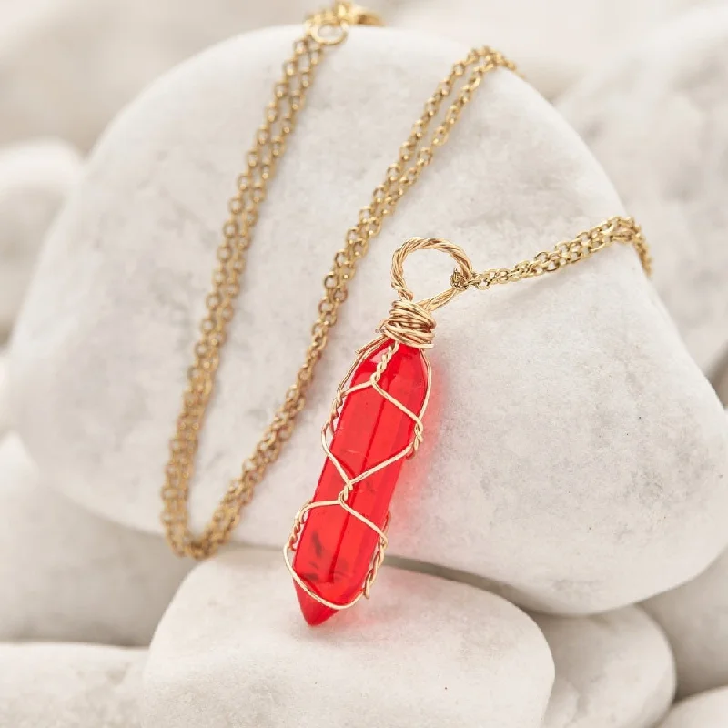 Best necklaces and pendants with sterling silver for an affordable yet stylish choice-Wire Wrapped Red Carnelian Crystal Necklace