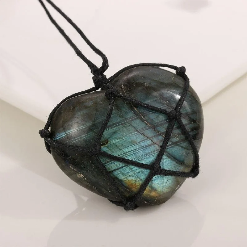 Best necklaces and pendants with floral designs for a feminine and elegant feel-Wrapped Crystal Labradorite Heart Necklace